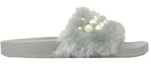 Betani Women's Embellished Faux Fur Pearl Slipper Slide Sandal