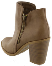 Top Moda Women's Closed Round Toe Zipper Chunky Stacked Block Heel Ankle Bootie