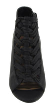 Delicious Women's Open Toe Woven Braided Chunky Stacked Heel Ankle Bootie