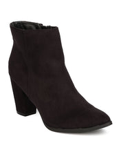 Breckelles GA93 Women Faux Suede Pointy Toe Chunky Heel Bootie
