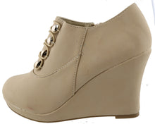 Top Moda Women's Closed Round Toe Button Platform Wedge Ankle Bootie
