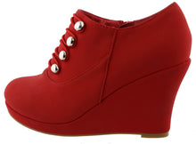 Top Moda Women's Closed Round Toe Button Platform Wedge Ankle Bootie
