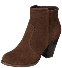 Breckelle's Womens Almond Toe Faux Suede Think Chunky Heel Cowboy Ankle Bootie