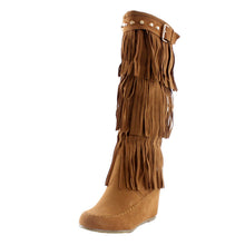 Nature Breeze Womens Bridget Knee High Moc-Toe Wedge Boots