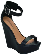 Breckelle's Women's Open Toe Ankle Strap Platform Wedge Sandal