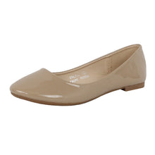 Bella Marie Stacy-11 Women's round toe patent leather slip on boat ballet flat shoes
