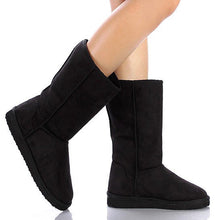 Soda Women's Soong Comfort Faux Suede Fur Mid- Calf Flat Boot, Nat, 8 M US