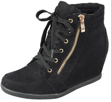 Cambridge Select Women's Zipper Lace Up Wedge Heel Fashion Sneaker