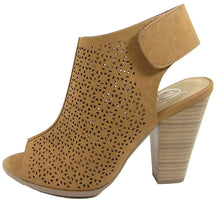 Delicious Women's Cutout Peep Toe Velcro Closure Stacked Chunky Heel Bootie