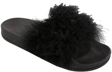 Top Moda Women's Marabou Flip Flop Slip On Slide Slipper Sandal