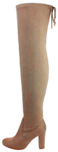 Refresh Footwear Women's Thigh High Chunky Heel Drawstring Boot