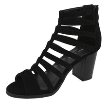 Top Moda Women's Cutout Zip Back Stacked Chunky Heel Sandal