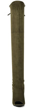 Forever Link Women's Thigh High Chunky Heel Peep Toe Boot
