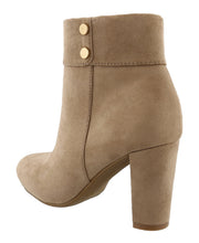Top Moda Women's Cuffed Button Closed Toe Chunky Stacked Block Heel Ankle Bootie