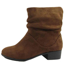 Soda Energy Women's Slouchy Pull On Low Block Heel Ankle Booties