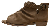 Soda Women's Brinley Braided Buckle Slouchy Peep Toe Bootie