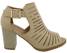 Top Moda Women's Side Cutout Stacked Chunky Heel Peep Toe Bootie