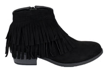Refresh AD41 Women's Fringe Side Zipper Block Heel Ankle Booties