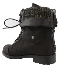 Top Moda Women's Lace-Up Cuff Fold-Over Snap Moto Combat Mid-Calf Boot