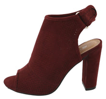Top Moda Women's Perforated Cutout Laser Chunky Stacked Heel Ankle Bootie