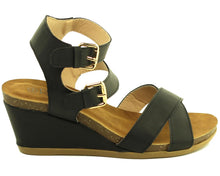 Refresh Footwear Women's Double Buckle Strappy Crisscross Wedge Sandal