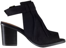 Soda Women's Oxford Fringe Tassel Peep Toe Buckle Slingback Bootie