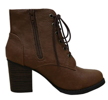 Cambridge Select Women's Zipper Lace Up Chunky Heel Ankle Bootie