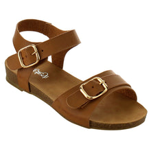 Refresh IE26 Women's Metallic Buckle Ankle Strap Flat Beach Sandal