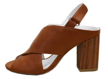Wild Diva Women's Crisscross Slingback Peep Toe Tacked Wooden Heeled Sandal