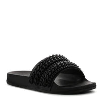 Cape Robbin Moira-18 Women Metallic Chained Flat Sandal - Casual Lounge Street Fashion Open Toe Slide