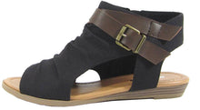 Soda Women's Strappy Buckle Coutout Wedge Sandal