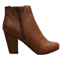 Breckelle's Women's Elastic Panel Inner Zip Chunky Heel Bootie