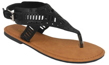 Iynx Women's Laser Cut Strappy Thong Toe Flat Sandal