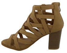 Top Moda Women's Laser Cutout Open Toe Chunky Stacked Heel Ankle Bootie