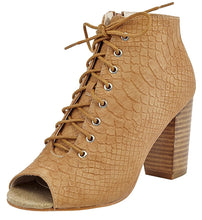 Women's Reptile Print Open-Toe Bootie