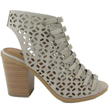 Soda Women's Lasercut Buckle Stacked Chunky Heel Bootie