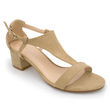Nature Breeze - Women's T-strap Cutout Side Block Heel Dress Sandals, Trendy Shoes 4 Her