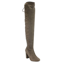 Delicious Women's Faux Suede Back Tie Over the Knee Chunky High Heel Dress Boot