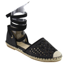 Betani Womens Canvas D'orsay Espadrille Casual Music Festival Everday Ankle Wrap Flat Sandals