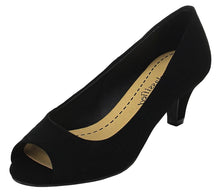 City Classified Comfort Women's Open Peep Toe Low Kitten Heel Pump
