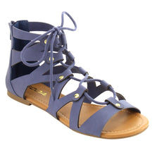 Soda Women's Open Toe Lace Up Strappy Ankle Flat Sandals
