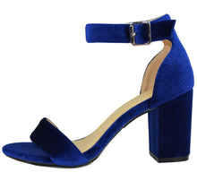 Chase & Chloe Women's Velvet Stacked Chunky Heel Strappy Platform Sandal