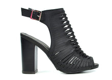 Chase & Chloe Brian-1 Women's Cutout Weave Ankle Strap Chunky Heel