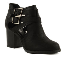 Women's Soda Scribe Cut Out Sides Block Heel Ankle Bootie