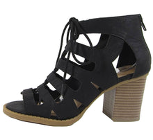 Soda Women's Cutout Zip Back Stacked Chunky Heel Bootie