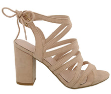 Top Moda Women's Cutout Tie Back Stacked Chunky Platform Heel Sandal