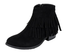 Refresh AD41 Women's Fringe Side Zipper Block Heel Ankle Booties