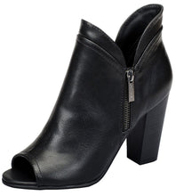Breckelle's Women's Spit Top Stacked Chunky Heel Peep Toe Bootie