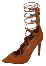Breckelle's Women's Pointy Close Toe Ankle Strappy Lace Up Ghillie Stiletto Heel