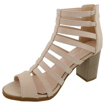Top Moda Women's Cutout Zip Back Stacked Chunky Heel Sandal
